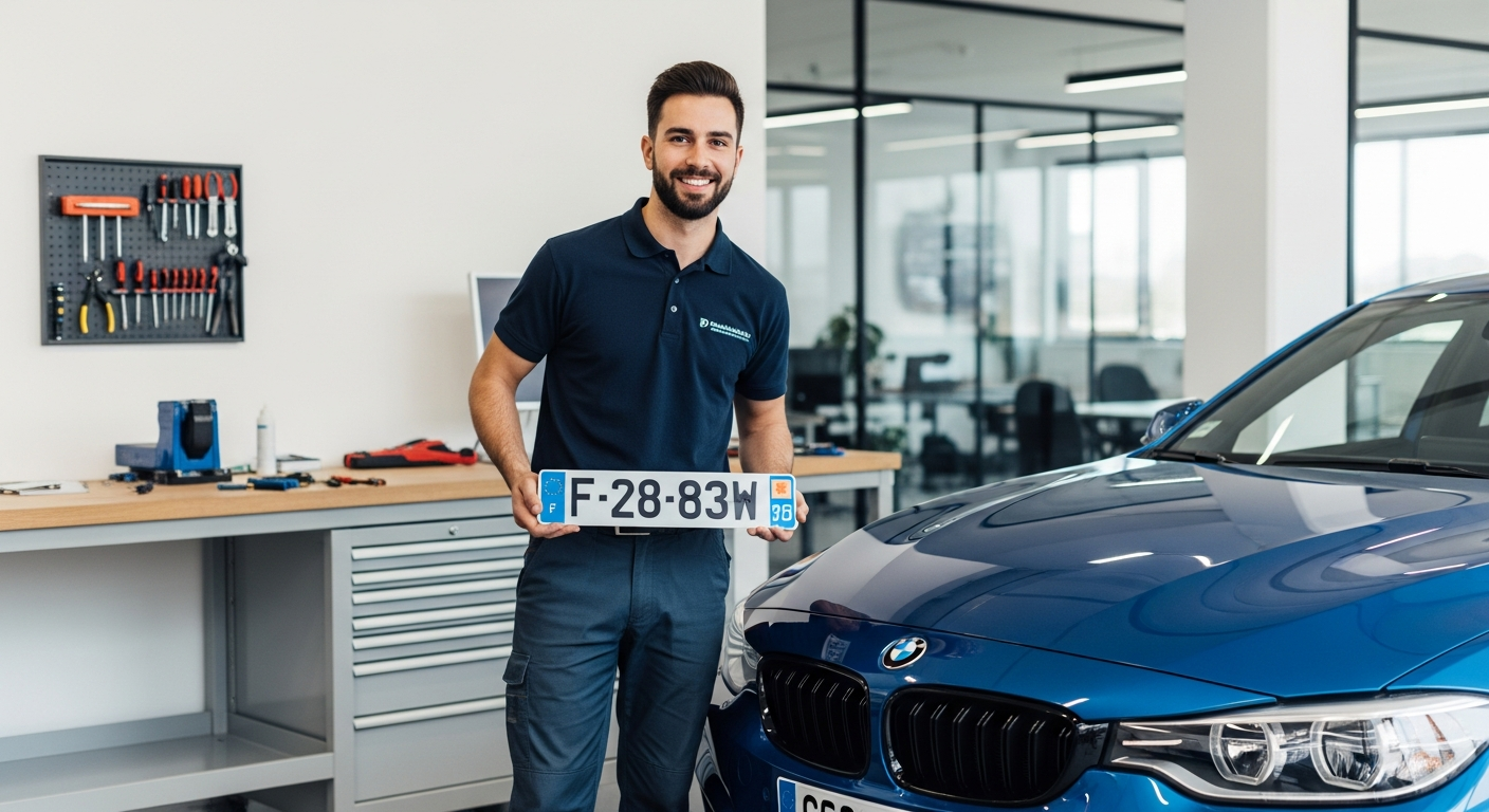 Plaque d'immatriculation française SIV avec numéro 75 (Paris)