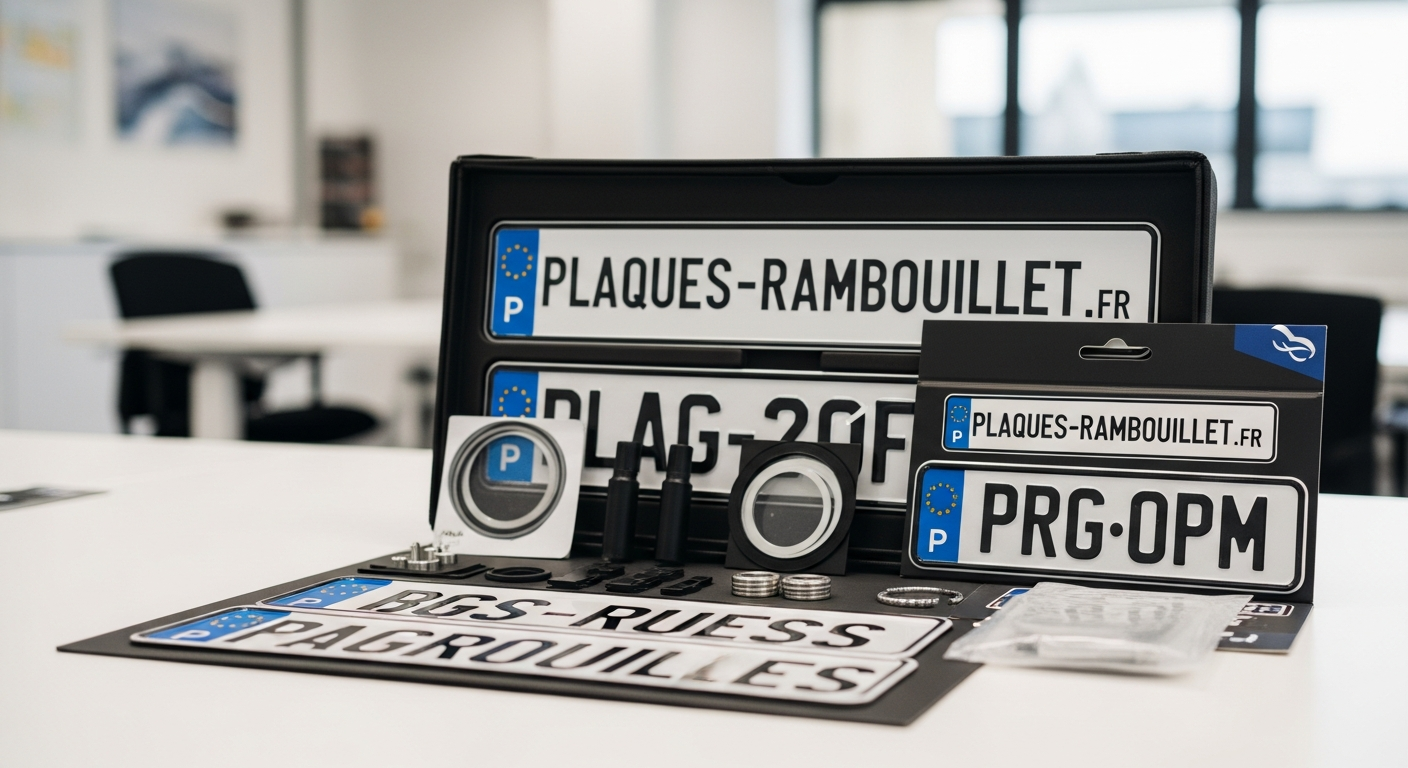 Vue d'ensemble d'un atelier de fabrication de plaques d'immatriculation automobiles